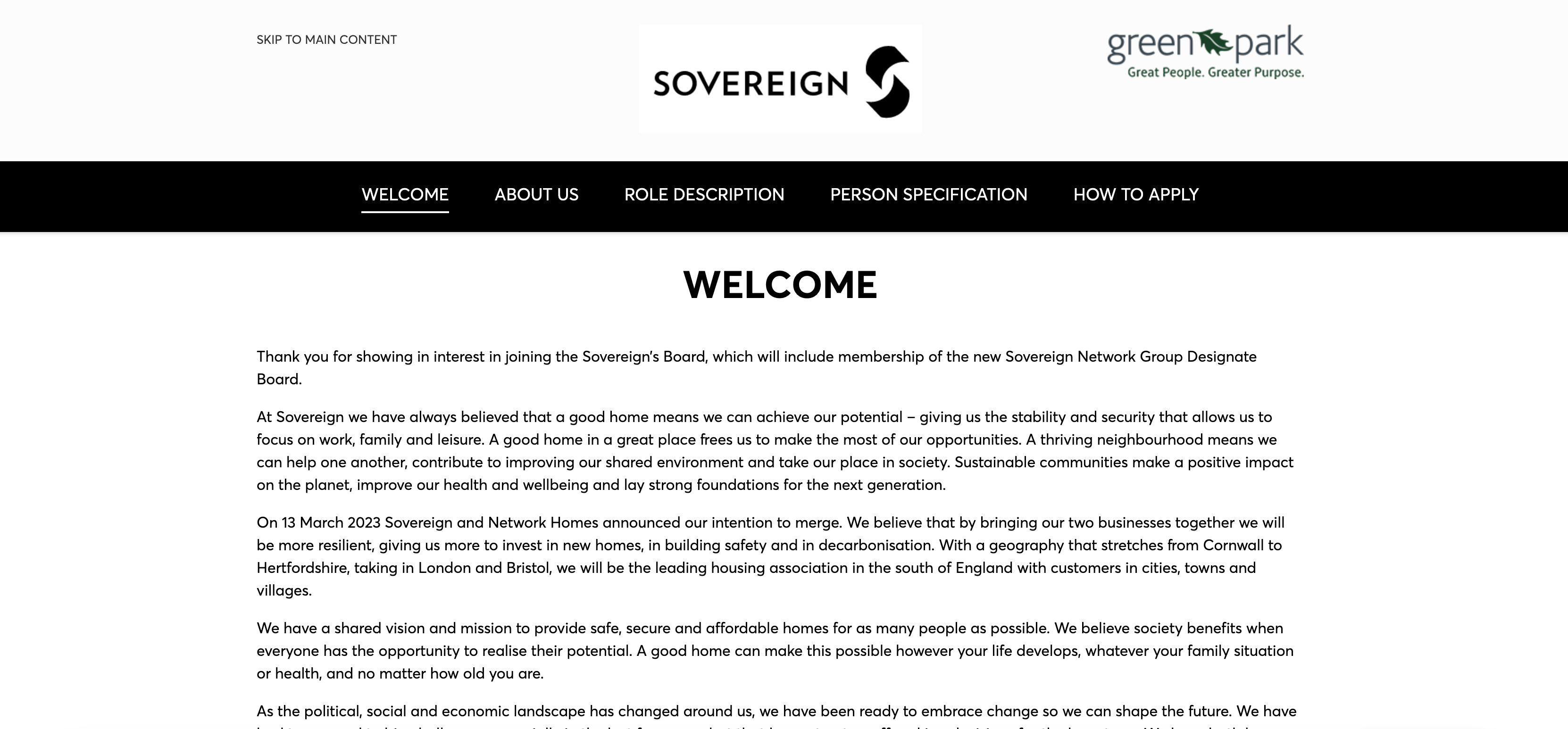 Sovereign Housing Role Description 